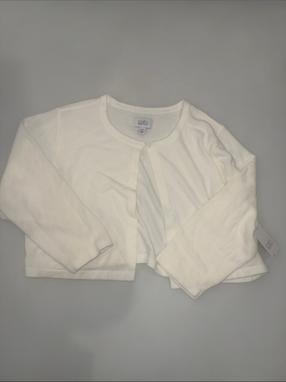 Croft and Barrow White Knit Cropped Cardigan